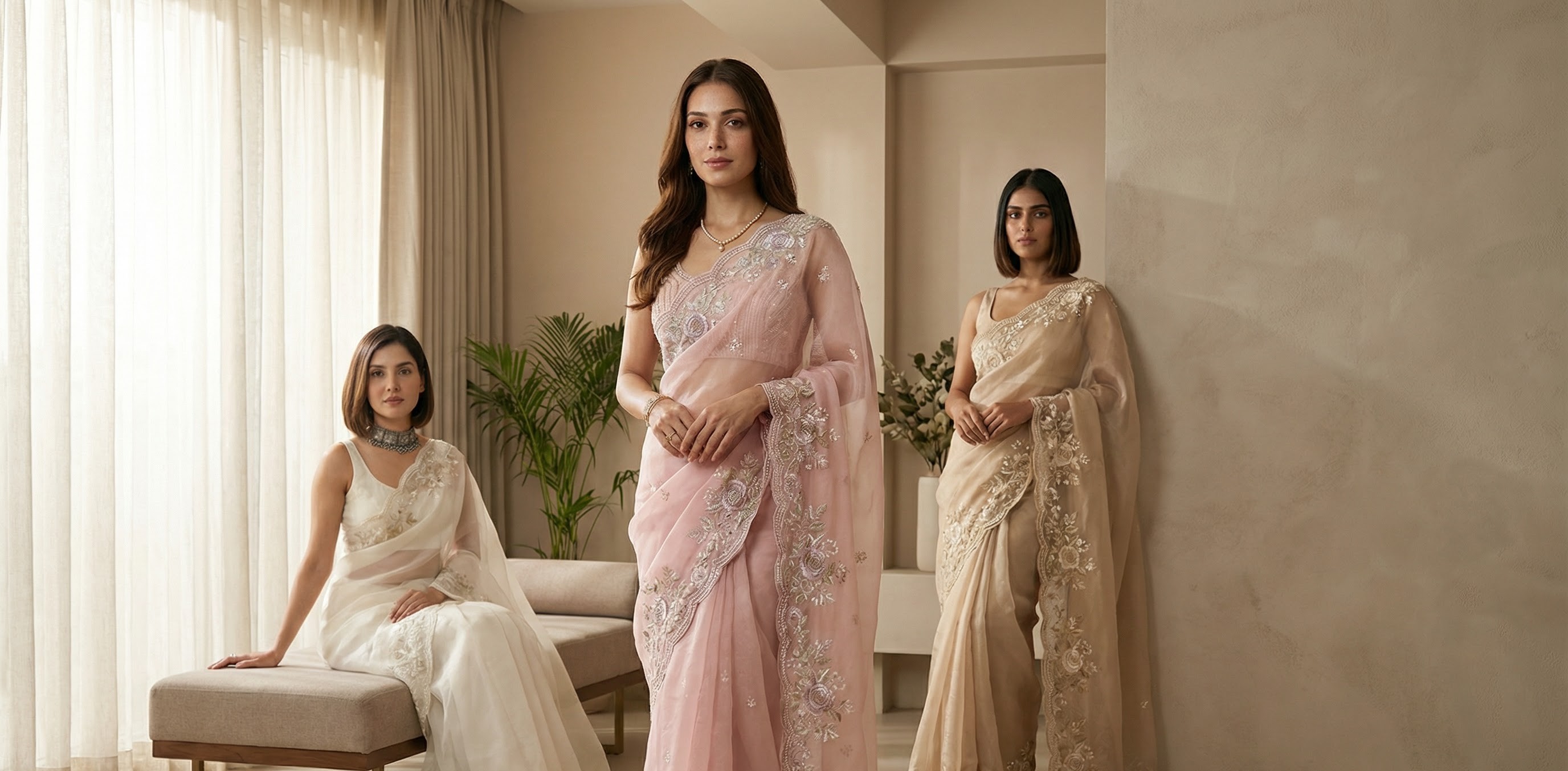 Zeniya women saree collection featuring three elegant traditional designs